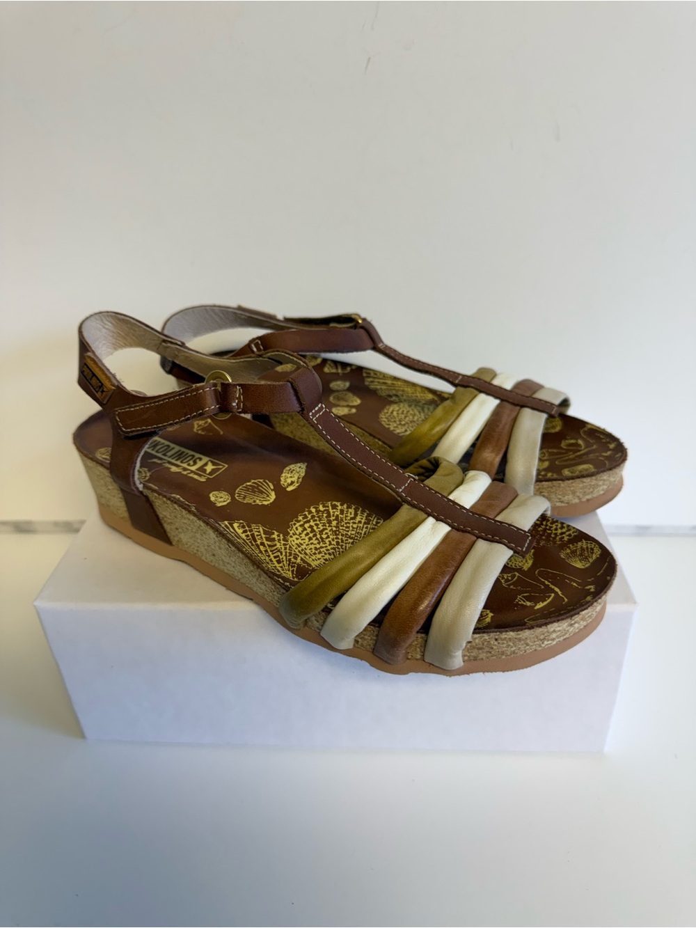 Pikolinos W0A-0504 Leather Wedge Sandals EU 37 Multicolor NWT